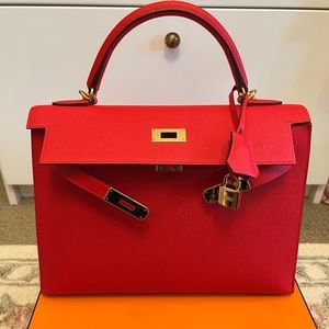 Authentic Hermes Kelly Epsom Sellier 32 Handbag